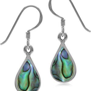 Elegant Pear-Shaped Abalone Sterling Silver Drop Earrings